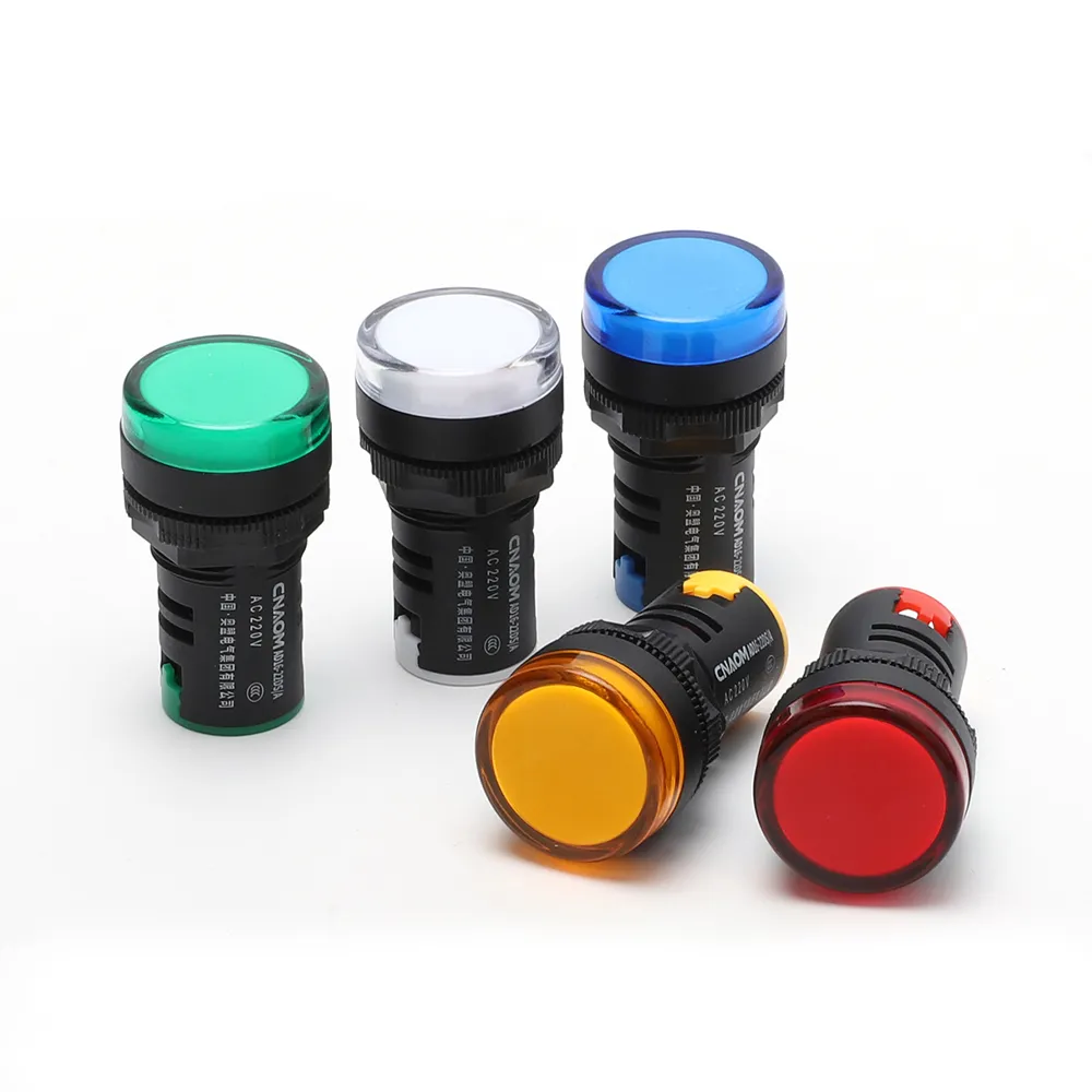 LED Power Indicator Light Red Green Yellow 22MM General-Purpose Signal Light for Distribution Boxes 12V 24V 380V