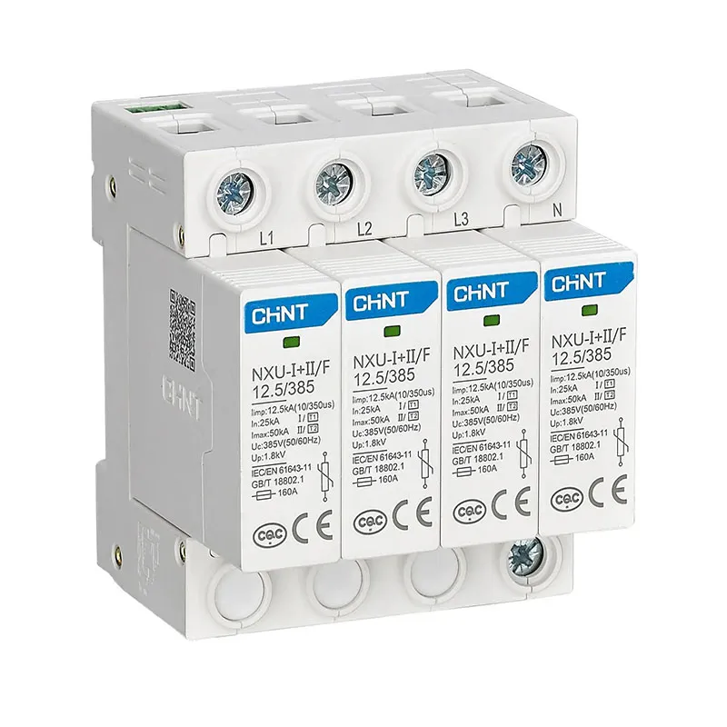 CHINT NXU-I+II Low-Voltage Surge Protective Device 3P+N 25–50 kA 275 V / 385 V AC