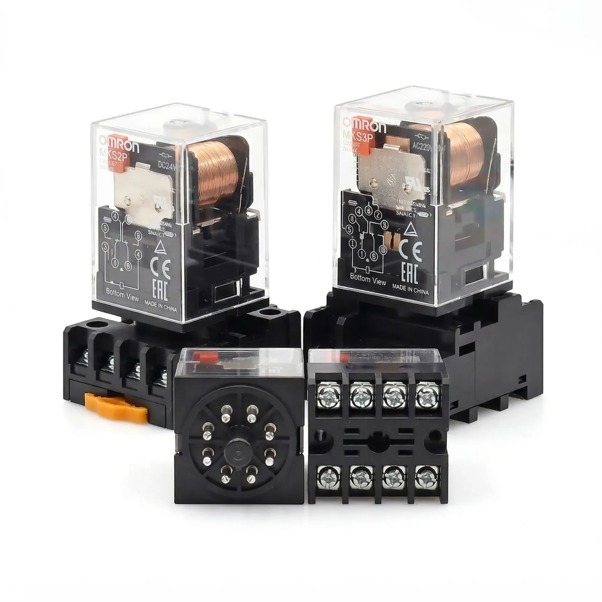 OMRONS MKS3P DC24V/AC220 Power Relay 220VAC 10A DPDT Socket