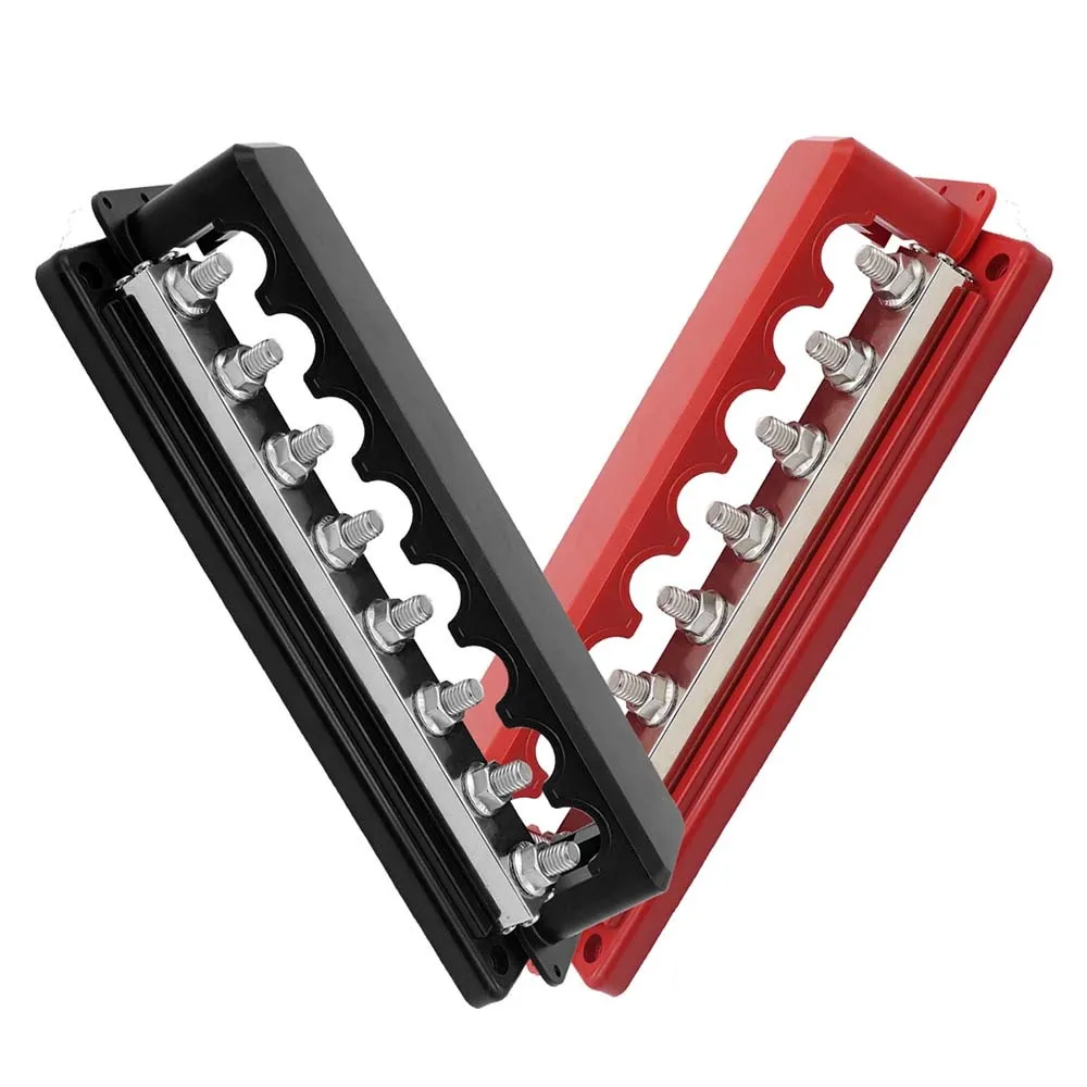 8 way Bus bars 600A  red with cover, Black/Red