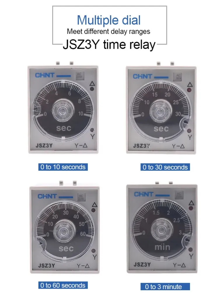 CHINT Time Relay With Base 220V/380V/10S/30S/60S/3min Optional Adjustable Relay