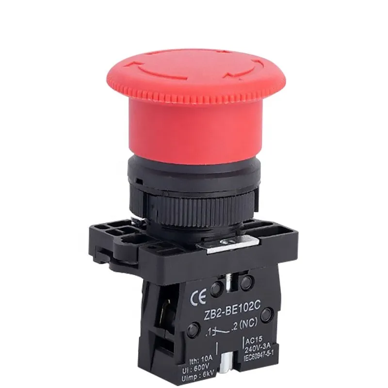 Self-Locking Mushroom Emergency Push Panic Button Switch IP65