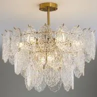 Light luxury bedroom living room pendant light golden romantic villa hotel glass Crystal chandelier