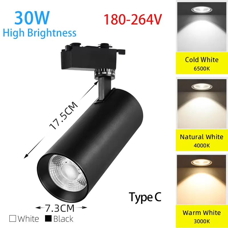 LED Track Light 30W-3 Color changeable black