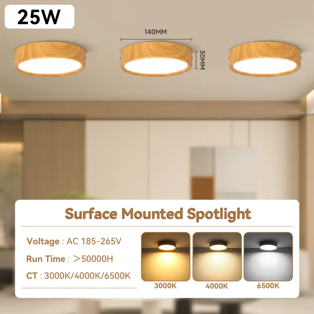 LED Surface downlight 25W-3 color changeable  Wood grain color