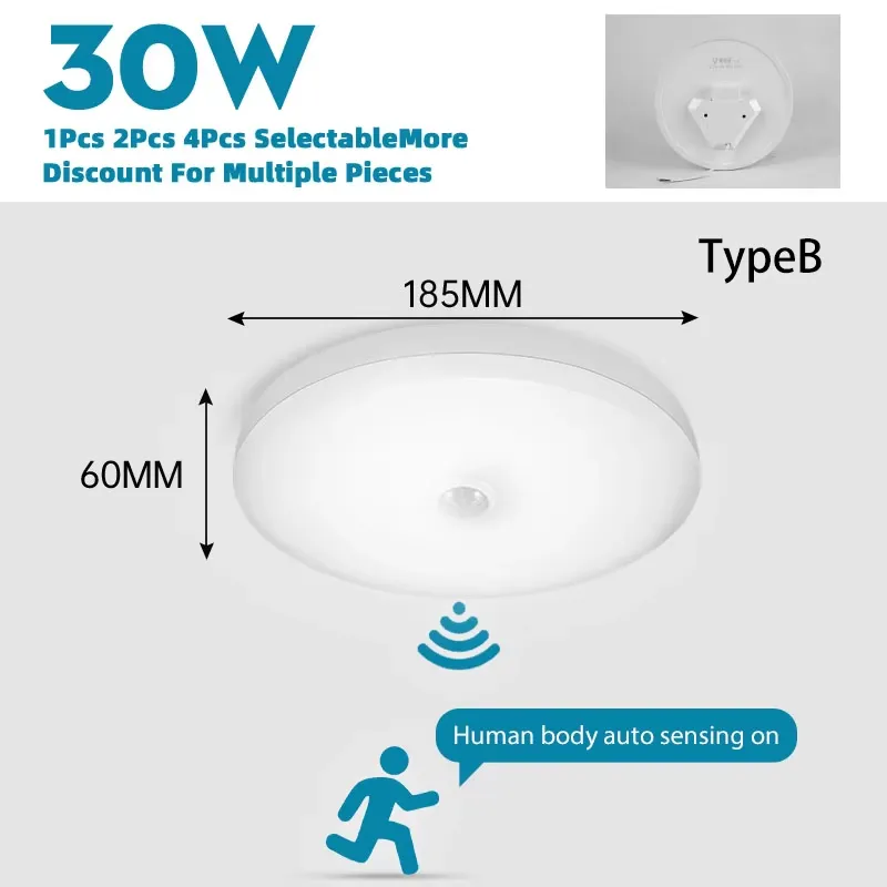 Motion Sensor Ceiling Light 30W-6500K